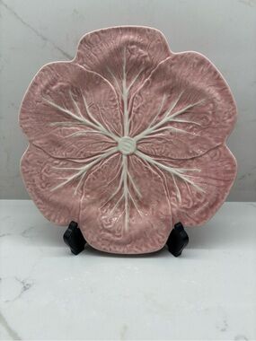 Vintage Large Bordallo Pinheiro Pink Cabbage Plate Portugal Majolica